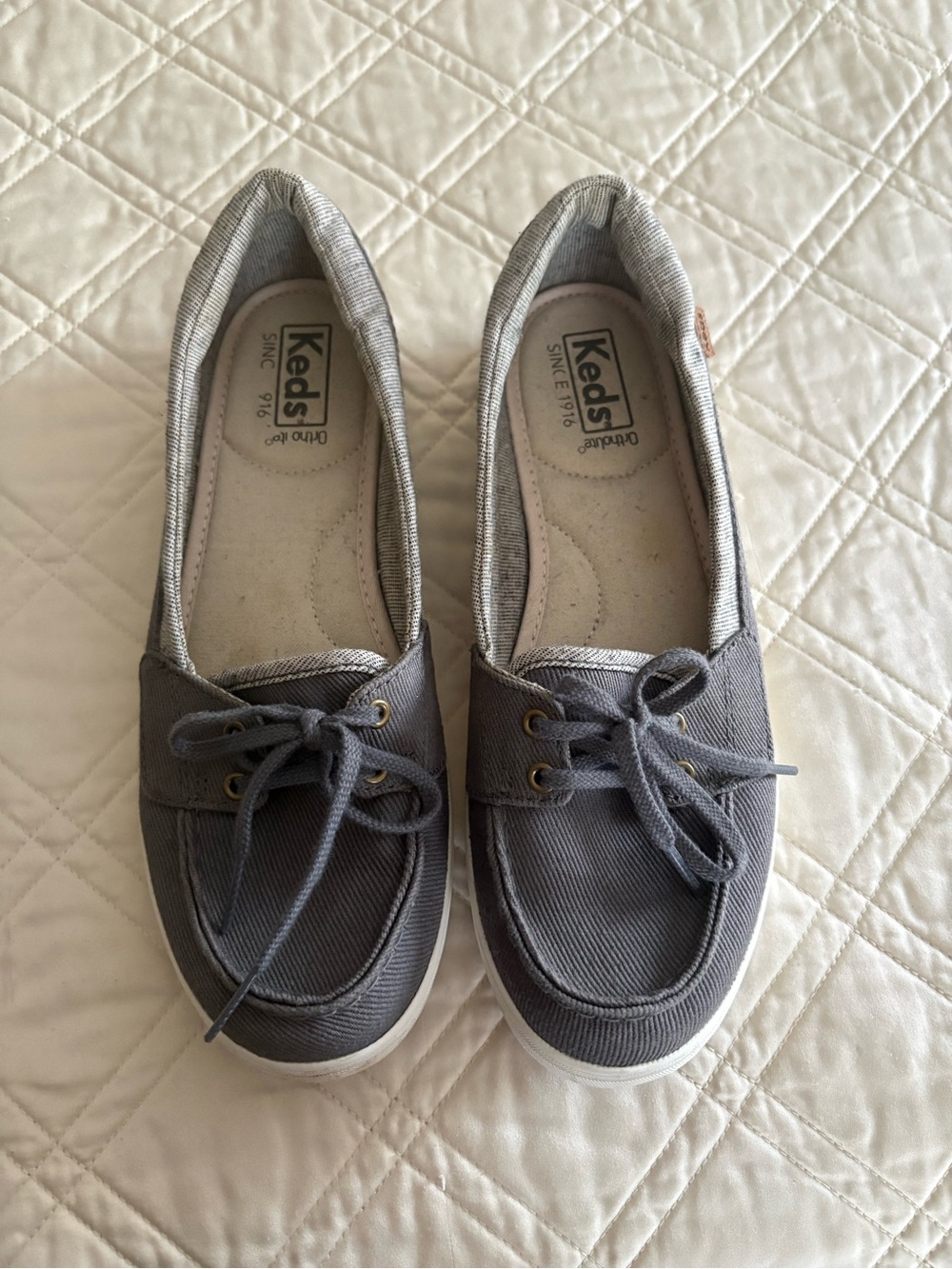 Keds Women’s Gray Canvas Lace-Up Sneakers